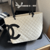 Chanel Cambon Line Tote Bag White/Black 11.0 Inches
