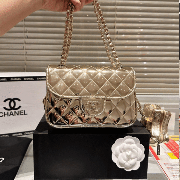 Chanel Flap Bag Gold With Star Charm 7.5 Inches