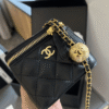 Chanel Mini Vanity Case With Gold Ball Black 4.3 Inches