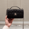 Chanel Vintage-Style Shoulder Bag Black 7.5 Inches