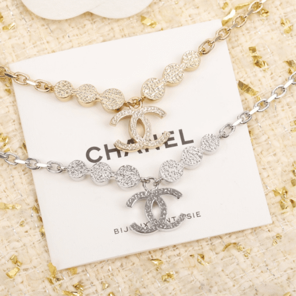 Chanel Cc Silver Metal Necklace