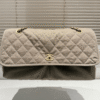 1-337 Chanel Vintage-Style Flap Bag Khaki 15.7 Inches