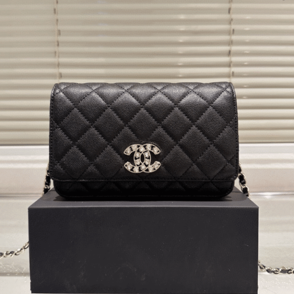 Chanel Flap Bag Woc (Wallet On Chain) Black 7.5 Inches