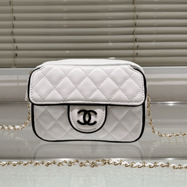 Chanel Camera Bag Mini White 7.1 Inches