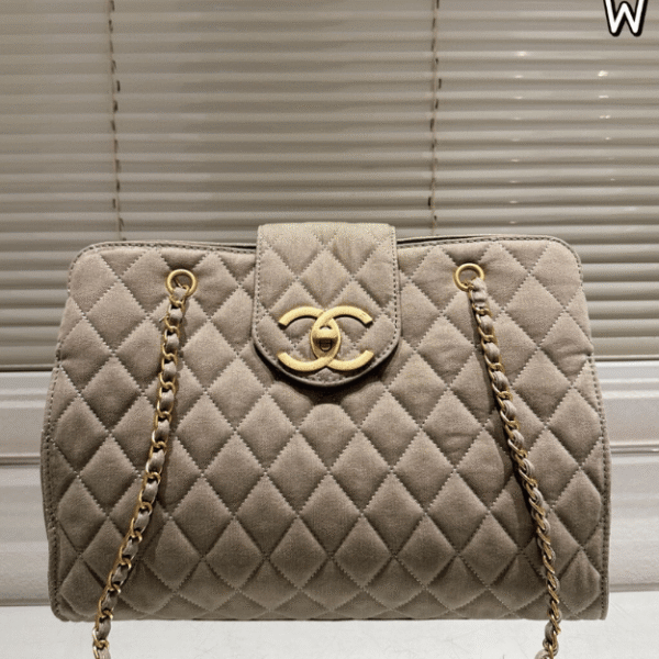 Chanel Vintage Style Shopping Bag Khaki 13.8 Inches