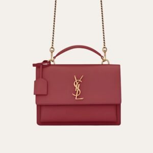 Saint Laurent Sunset Medium Chain Bag In Smooth Leather Red 8.7 Inches 442906D420W6805