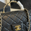 Chanel Mini Top Handle Flap Bag Black 7.9 Inches