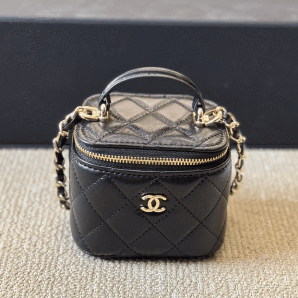 Chanel Mini Square Vanity Case Black 3.9 Inches
