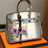 1-387.png Hermès Birkin Bag 25 White Crocodile Pattern 10.2 Inches