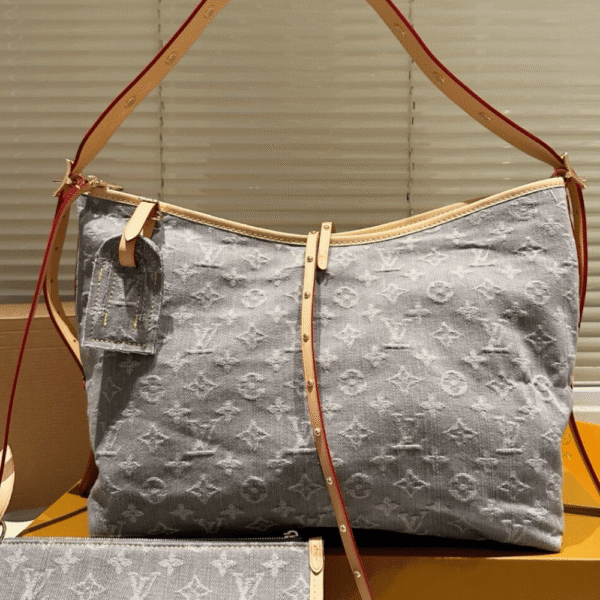Louis Vuitton Carryall Mm Washed Gray Denim 15.3 Inches M13289