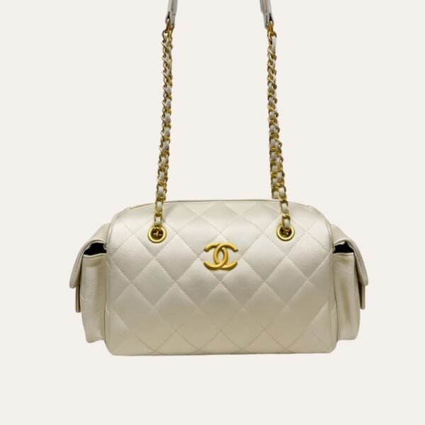 Chanel Small Bowling Bag Light Beige 9.8 Inches