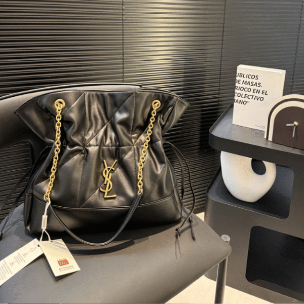 Saint Laurent Loulou Drawstring Bucket Bag Black 13 Inches 809824Aab321000