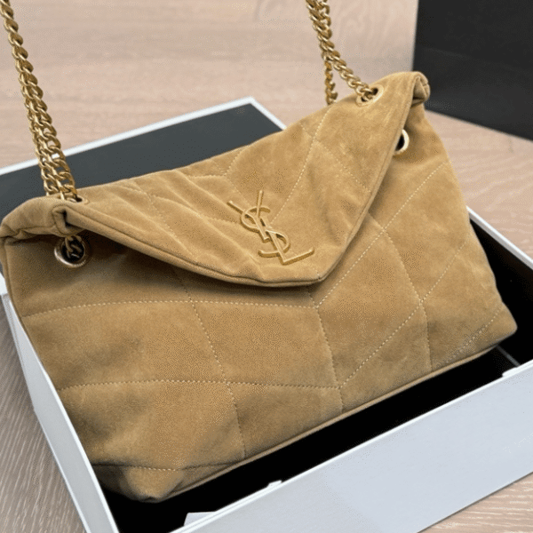 Saint Laurent Loulou Puffer Mini Bag Tan  10.2 Inches 7593371U8073194