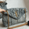 Saint Laurent Loulou Puffer Bag Denim 11.4 Inches