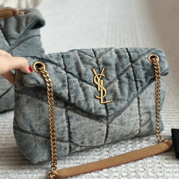 Saint Laurent Loulou Puffer Bag Denim 11.4 Inches