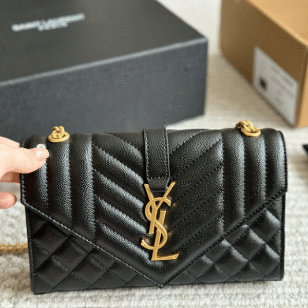 Saint Laurent Envelope Woc Black Quilted Bag 8.3 Inches 600185AACT71000