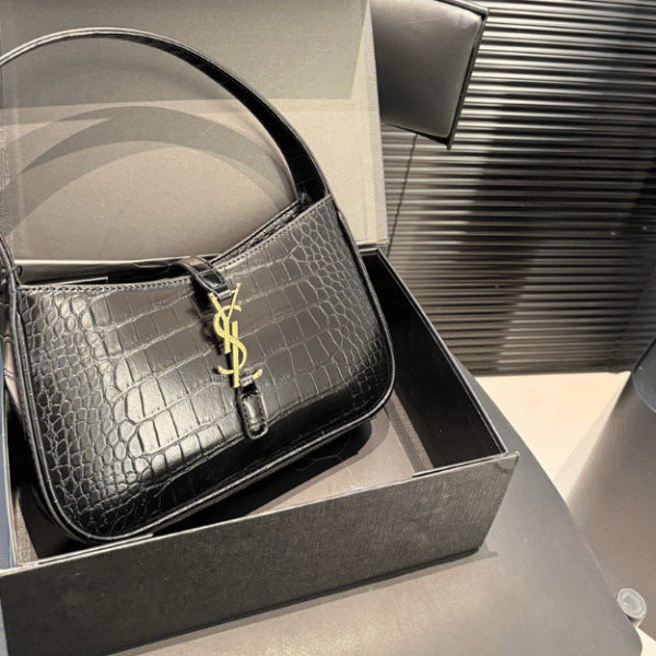 Saint Laurent Le 5 À 7 Hobo Bag Black Croc 9.4 Inches 657228DZESW1062
