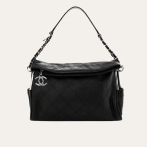 Chanel Ultimate Soft Hobo Bag Silver Hardware Black 15 Inches
