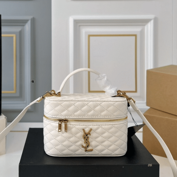 Saint Laurent Quilted Mini Vanity Bag Off White 7.1 Inches 7667311El079207