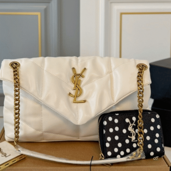 Saint Laurent Loulou Puffer Bag White 11 Inches 5774761El079207