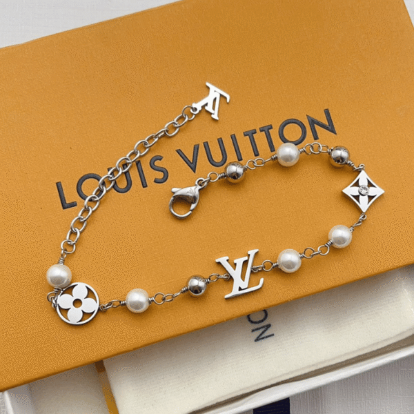 Louis Vuitton Monogram Pearl Charm Bracelet Silver-Tone