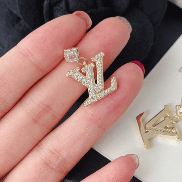 Louis Vuitton Lv Charm Drop Earrings Gold-Tone