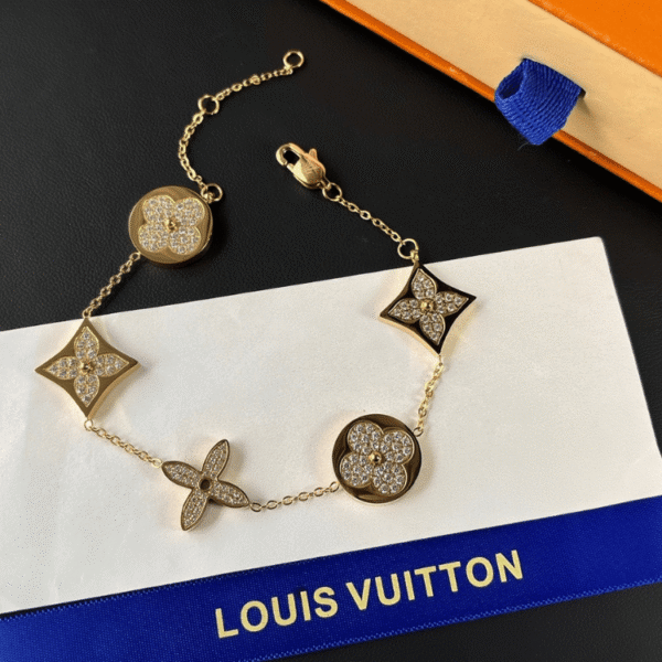Louis Vuitton Monogram Flower Charm Bracelet Gold-Tone