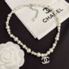 Chanel Pearl Choker Necklace With Star And Cc Pendant Silver-Tone