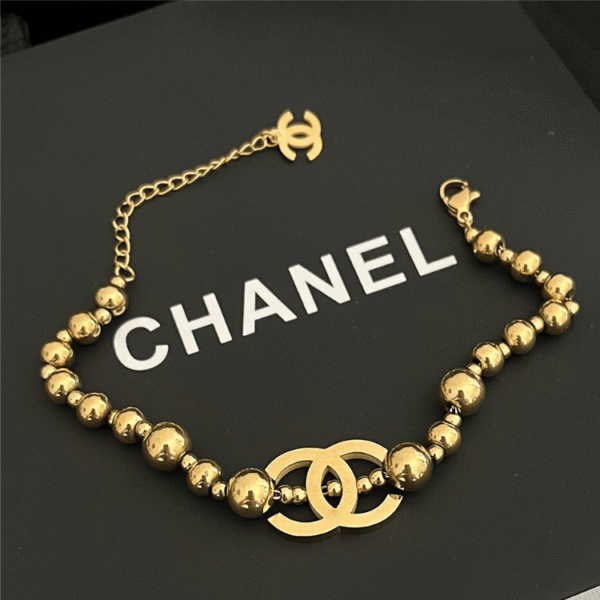 Chanel Cc Logo Bead Bracelet Gold-Tone