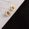 Hermès Heritage Equestre Logo H Stud Earrings Gold-Tone