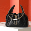 1-5.png Chanel 25 Small Handbag Grained And Gold Tone Metal Black 10.2 Inches As5293 B20304 94305