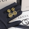 Gucci Interlocking G Drop Earrings With Rhinestones Gold-Tone