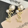 Yves Saint Laurent Cassandre Logo And Pearl Double Earrings Gold-Tone