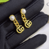 Gucci Pearl And Interlocking G Drop Earrings Gold-Tone
