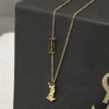 Yves Saint Laurent Cassandre Logo Pendant Necklace Gold-Tone