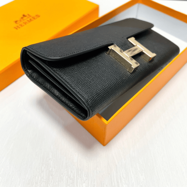 1-513 Hermès Constance Long Wallet Black 7.5 Inches