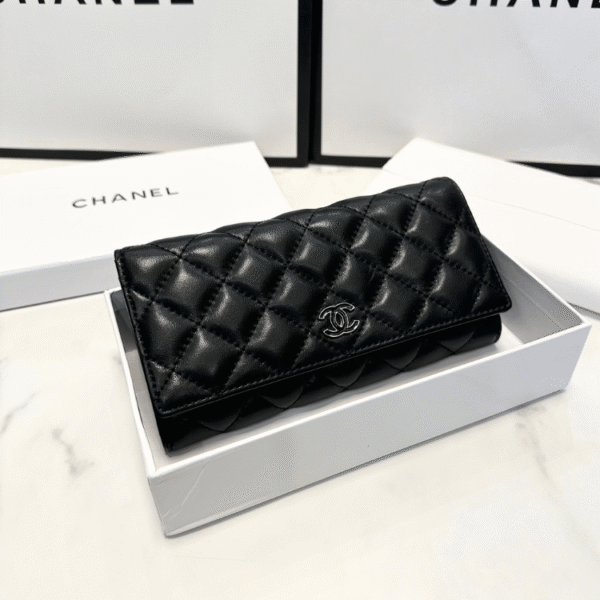 Chanel Classic Small Flap Wallet Black Caviar Silver Hardware 4.7 Inches