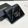 Chanel 19 Tri-Fold Wallet Black Gold/Chain Hardware 4.3 Inches