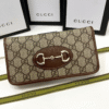 1-521 Gucci Horsebit 1955 Zip-Around Wallet Gg Supreme 7.5 Inches