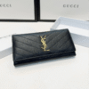 Saint Laurent Envelope Long Wallet Black Grain De Poudre 7.5 Inches