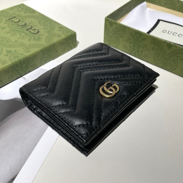 Gucci Gg Marmont Card Case Wallet Black 4.5 Inches