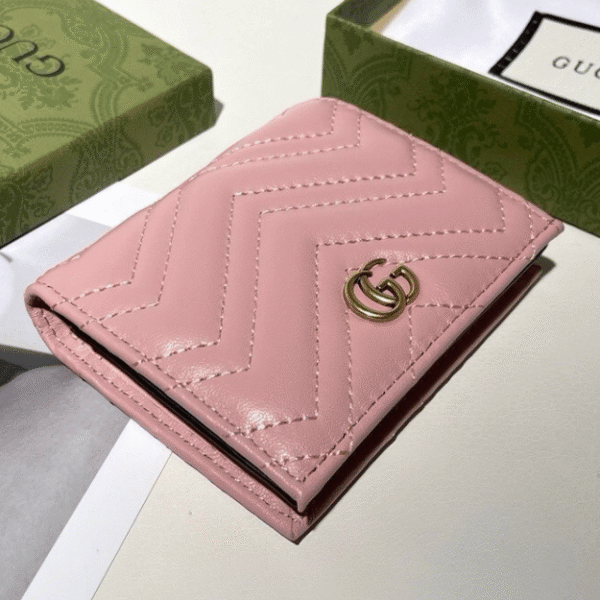 Gucci Gg Marmont Small Wallet Pastel Pink 4.5 Inches 466492 Dtd1T 5909
