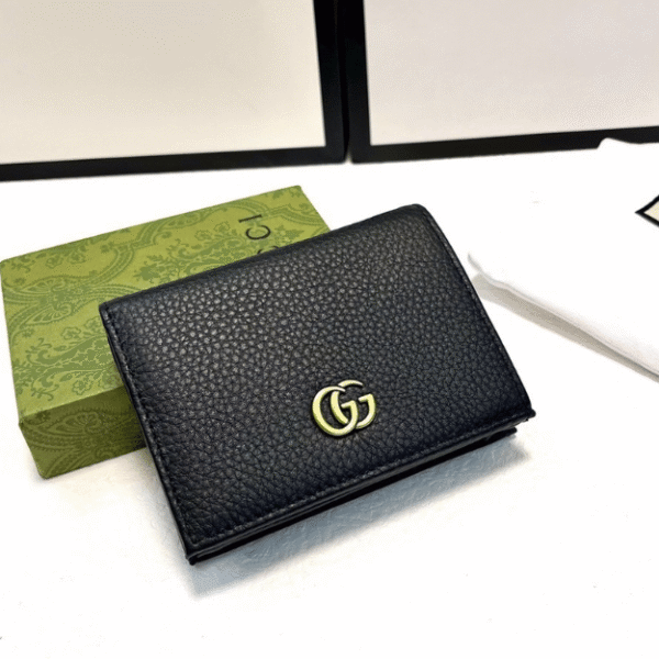 ‎Gucci Gg Marmont Card Case Wallet Black 4.3 Inches 456126 Cao0G 1000