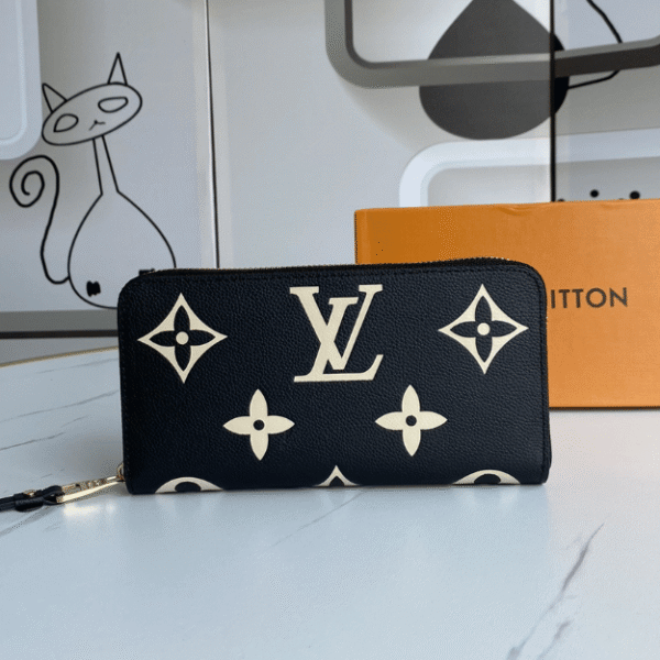 Louis Vuitton Zippy Wallet Bicolor Black/Beige 7.7 Inches