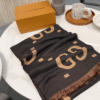Gucci Jumbo Gg Monogram Wool Cashmere Scarf Brown/Black 74.8 Inches