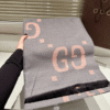 Gucci Monogram Wool Scarf Grey/Pink 70.8 Inches