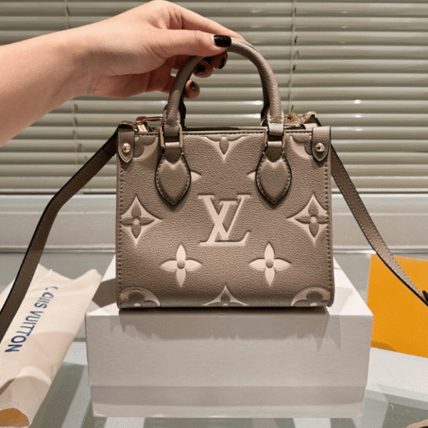 Louis Vuitton Onthego Mini Monogram Taupe Beige 7 Inches