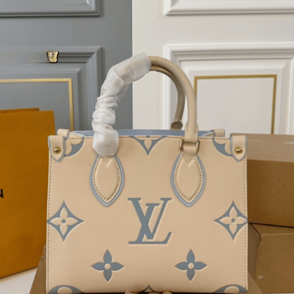 Louis Vuitton Onthego PM Monogram Empreinte Ivory Blue 9.8 Inches