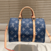 1-587 Louis Vuitton Keepall 30 Denim Monogram Blue 12 Inches