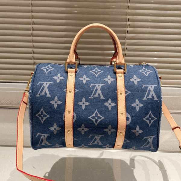 1-587 Louis Vuitton Keepall 30 Denim Monogram Blue 12 Inches